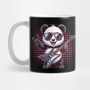 Rock On Cute funny panda loves Rock And Roll Sunglasses On Mug